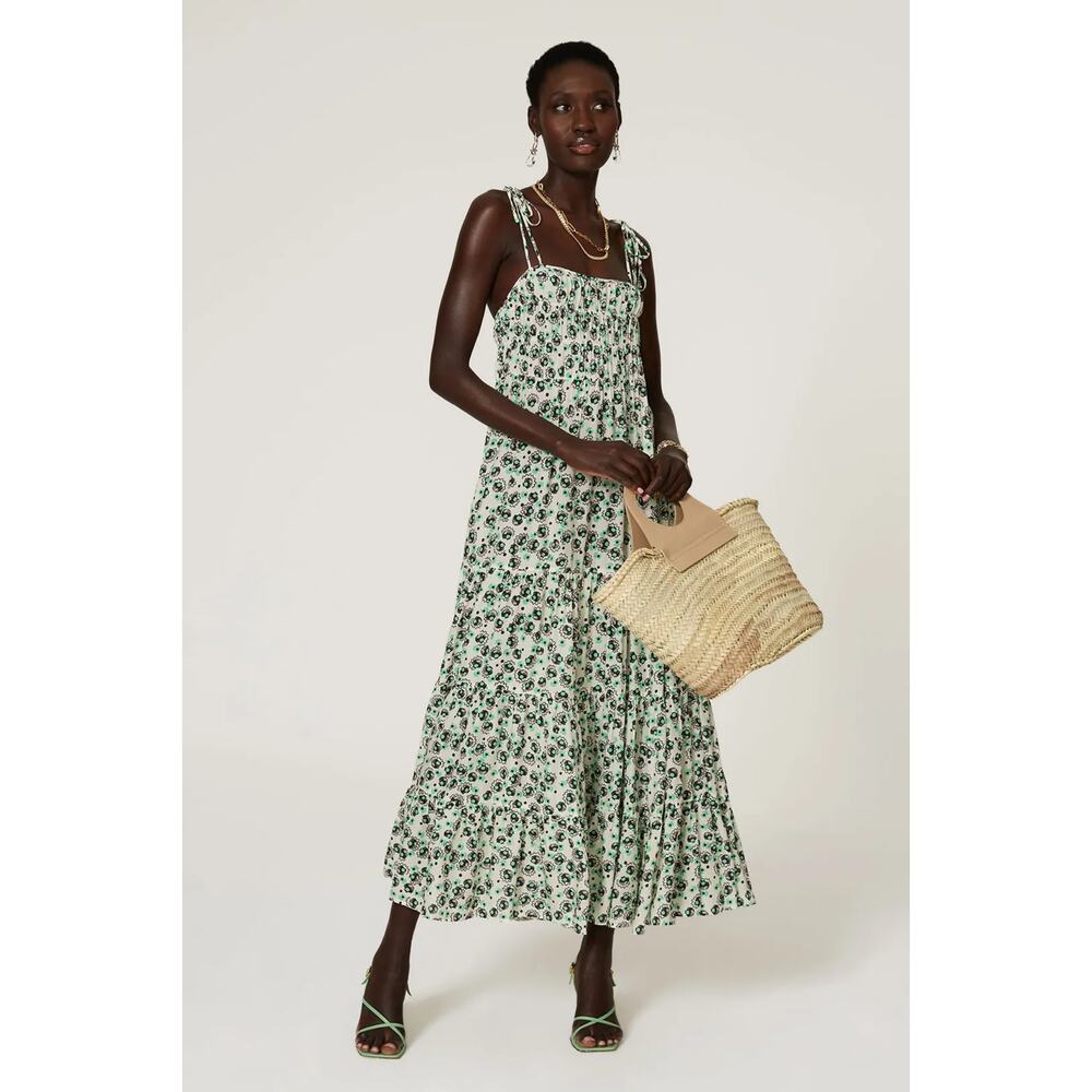 Rixo Sleeveless Herbie Maxi Dress Green Womens Size Small (US 6)